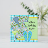 Mens BBQ Margarita Beach Invitation de fête d'anni (Debout devant)