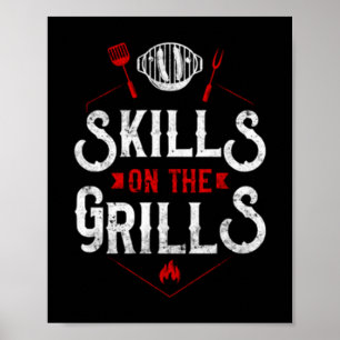 Mens bbq smoker vaardigheden op de grills badge poster