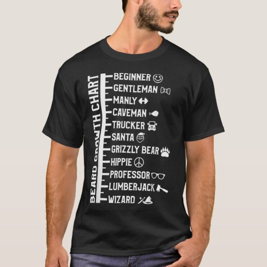 Mens Beard Scale Length Measurement Size Chart gif T-shirt (Voorkant)