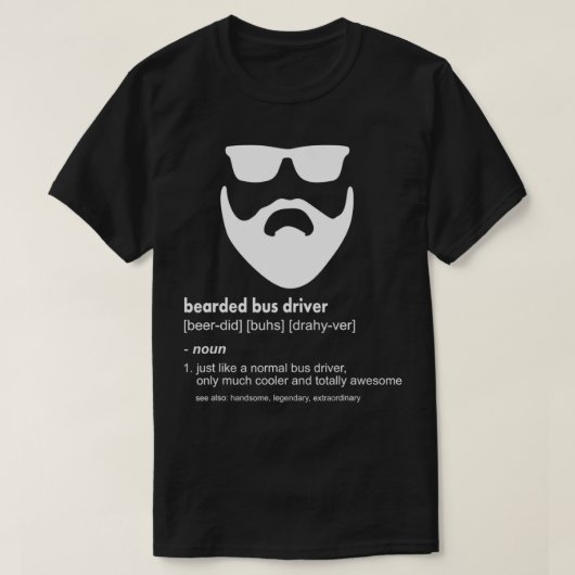 Mens Bearded Bus Driver Funny Beard Joke Bus Driv T-shirt (Design voorkant)