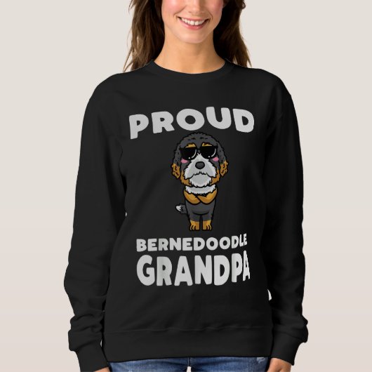 Mens Bernedoodle Dog With Sunglasses Trui (Voorkant)