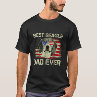Mens Best Beagle Dad Ever Retro Dog American Flag T-shirt
