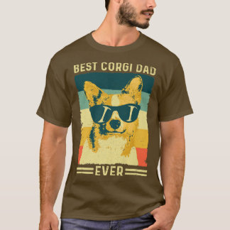 Mens Best Corgi Dad Ever Vintage Retro Gift Design T-shirt