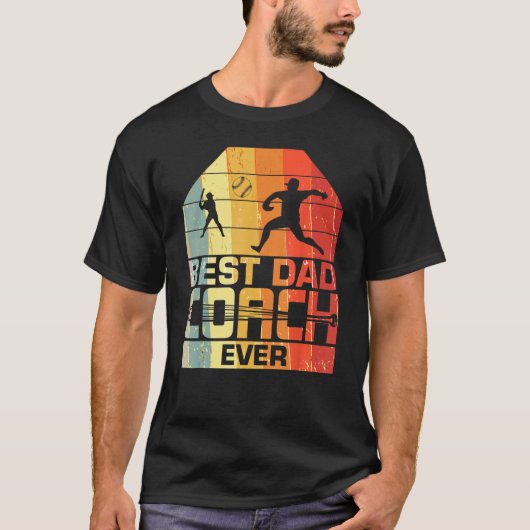 Mens Best Dad Coach Ever Baseball Father s day T-shirt (Voorkant)
