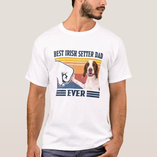 Mens Best IRISH RED AND WHITE SETTER Dad Ever Funn T-shirt (Voorkant)