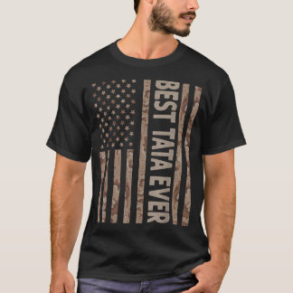 Mens Best Tata Ever Us American Flag Funny Grandpa T-shirt