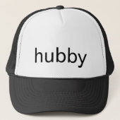 Men's Black Baseball Cap – Hubby, Perfect Gift Trucker Pet (Voorkant)