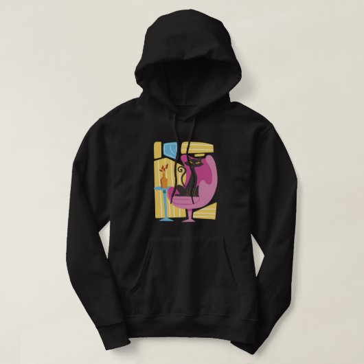 Men's Black Cat Abstract  Hoodie (Design voorkant)