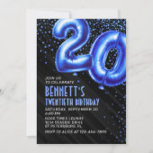 Mens Blue 20th Birthday Invitation (Devant)