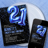 Mens Blue 21ème anniversaire Invitation