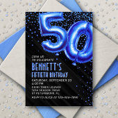 Mens Blue 50th Birthday Invitation