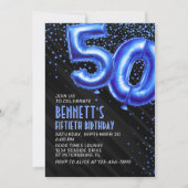Mens Blue 50th Birthday Invitation (Devant)