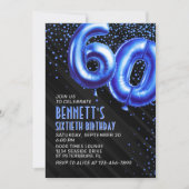 Mens Blue 60th Birthday Invitation (Devant)