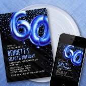 Mens Blue 60th Birthday Invitation