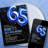 Mens Blue 65e anniversaire Invitation