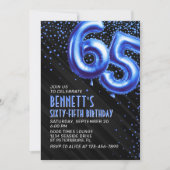 Mens Blue 65e anniversaire Invitation (Devant)