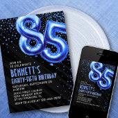 Mens Blue 85th Birthday Invitation