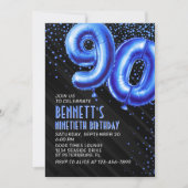 Mens Blue 90th Birthday Invitation (Devant)