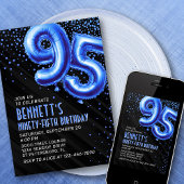 Mens Blue 95th Birthday Invitation