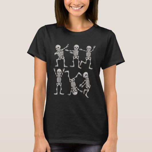 Mens Boys Halloween Dabbing Skeletons T-shirt (Voorkant)