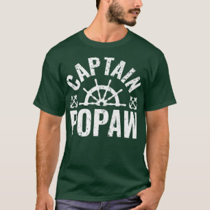 Mens Captain Popaw Boat Owner Lake Boating Father T-shirt