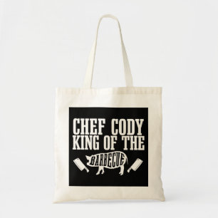 Mens Chef Cody is King of The Barbecue BBQ Grillin Tote Bag