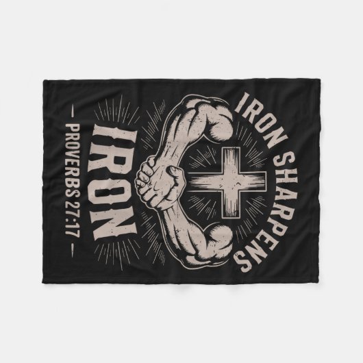 Men's Christian Workout Iron Sharpens Iron Proverb Fleece Deken (Voorkant (Horizontaal))