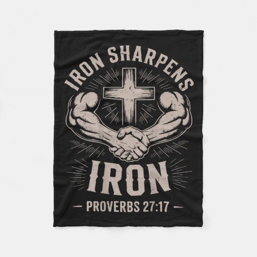 Men's Christian Workout Iron Sharpens Iron Proverb Fleece Deken (Voorkant)