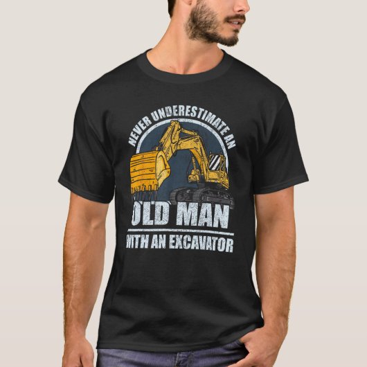 Mens Construction Worker Heavy Equipment Excavator T-shirt (Voorkant)
