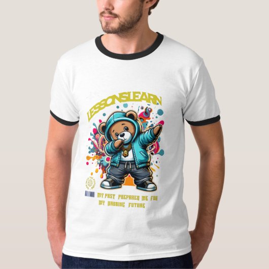 MEN'S DABBING FUTURE LESSONS LEARN RINGER T SHIRT  (Voorkant)