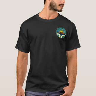 Mens dark met oranje letters t-shirt