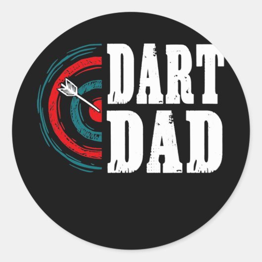 Mens Dart Dad Darts Player Father Dartboard Ronde Sticker (Voorkant)
