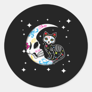 Mens Dier Kat En Maan Ziel Dag Van Overheid Ronde Sticker