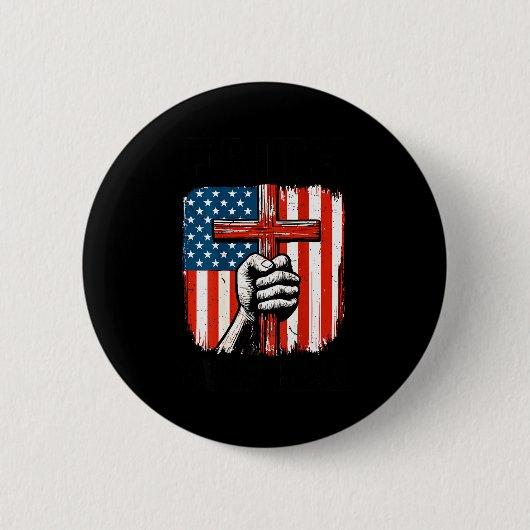 Mens Faith Over Fear Christian Patriotic American Ronde Button 5,7 Cm (Voorkant)