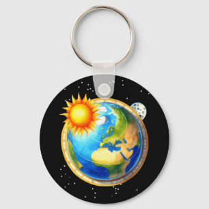 Mens Flat Earth Society Funny Samenzwering Space G Sleutelhanger