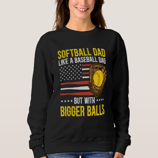 Mens Funny Softball Dad Like A Baseball Dad US Fla Trui (Voorkant)