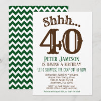 Mens Funny Surprise Party Invitation Brown Green