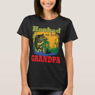 Mens Gehooked Op Grootvader Te Zijn Bass Vissen pr T-shirt