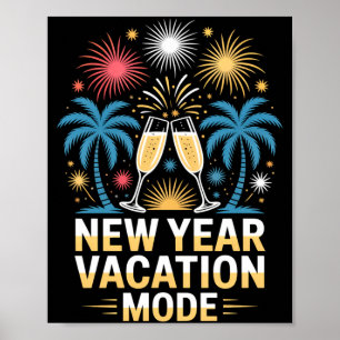 Mens gelukkig nieuwjaar nieuwe jaar vakantiemodus poster
