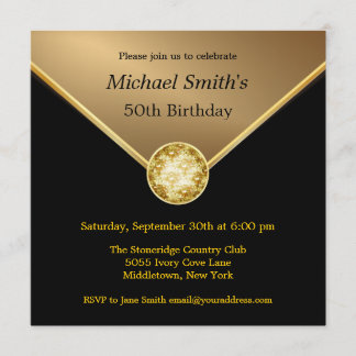 Mens Gold Black Joaillier élégant Invitations d'an