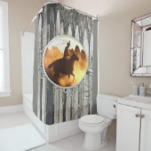 Mens gris cowboy clôturé douche rideau (En situation)