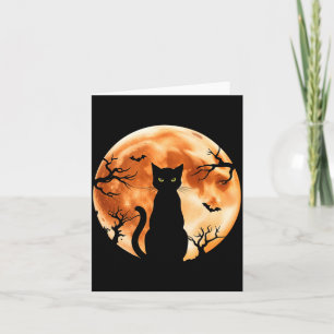 Mens Halloween Kat Maan Zwarte Kat Enge Vleermuis Kaart