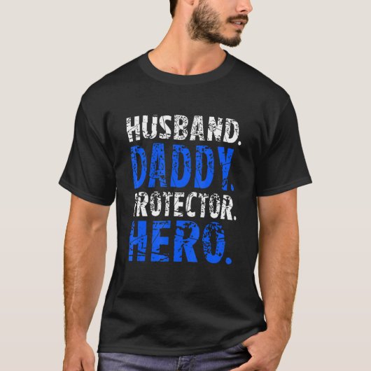 Mens Husband Daddy Protector Hero Happy Fathers Da T-shirt (Voorkant)