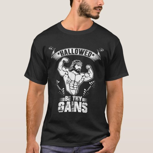 Mens Jesus Bodybuilding T Shirt - Funny Jesus Weig (Voorkant)