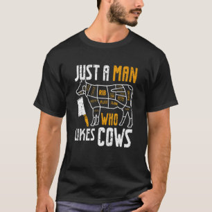 Mens Just A Man Who Likes Koeien Slachter Slager T-shirt