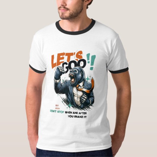 MEN'S LET'S GOO LESSONS LEARN RINGER T SHIRT  (Voorkant)