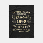 Mens Man Myth Legend October 1942 80th Birthday Fleece Deken (Voorkant)