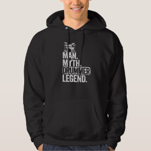 Mens Man Mythe Drummer Legende Drums Mens Vintage Hoodie
