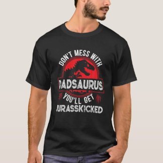 Mens Men Distressed Dadsaurus Dinosaur T Rex Fathe T-shirt