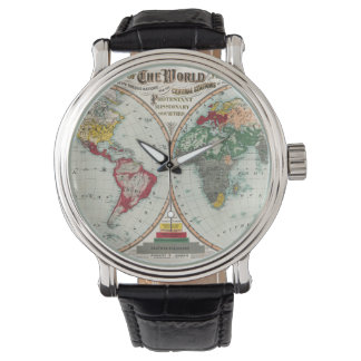 Men's Missonary World Map Watch Horloge